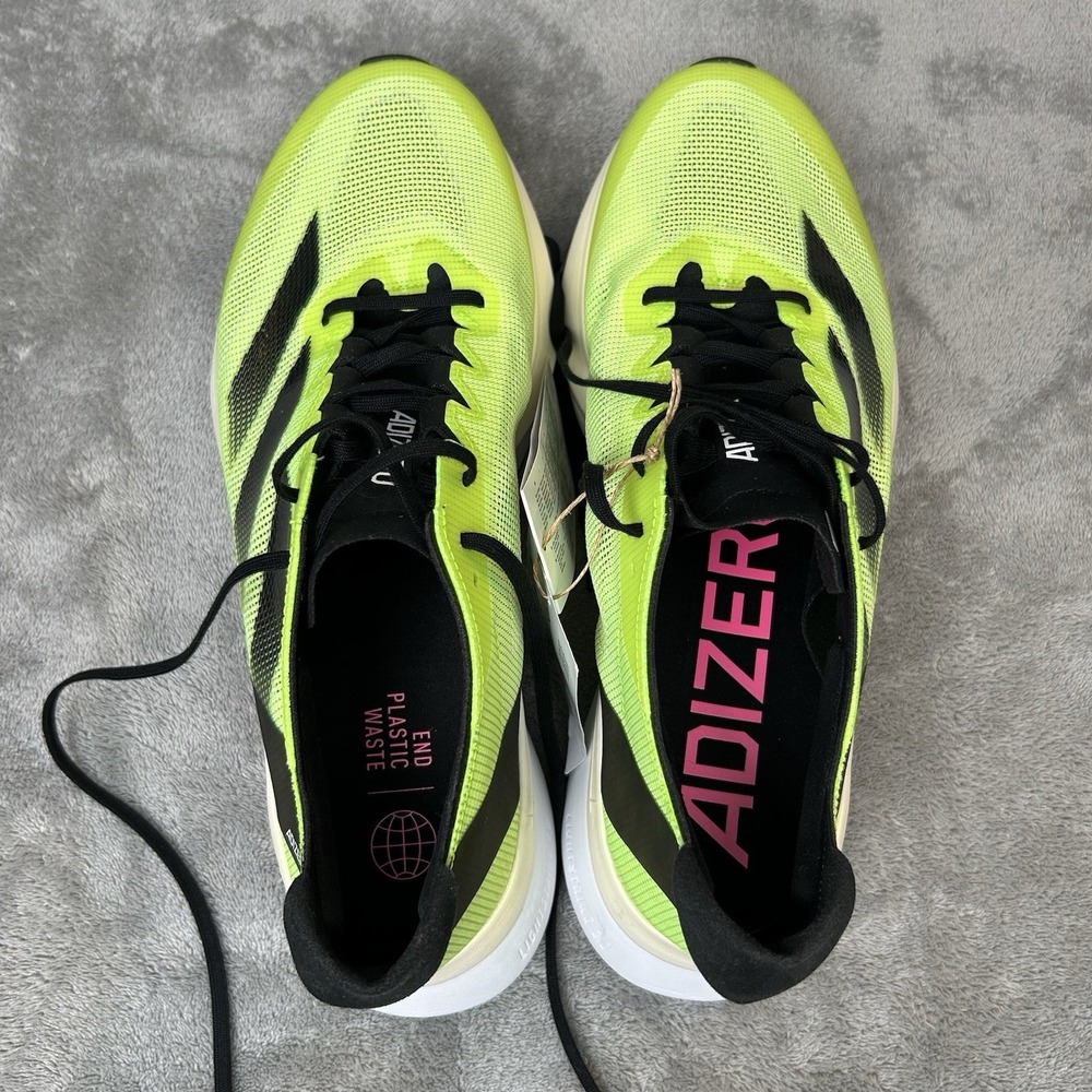 Adidas Adizero Boston 12 running shoe in the "Lucid Lemon Black" Men's Size 9.5 - Picture 2 of 16